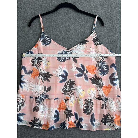 Babydoll Floral Peplum Top Pink Orange Blue Large Adjustable Straps Y2K Style - Picture 4 of 6